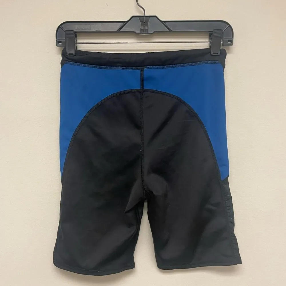 Urban Outfitters Black Blue Mesh Panel Midi Thigh Bike Shorts SZ M